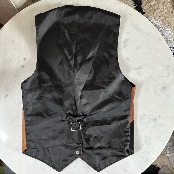 Vintage Genuine suede patchwork vest brown green size small with the tag - Picture 5 of 5